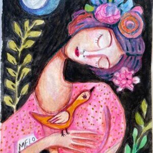Bird Lady Painting